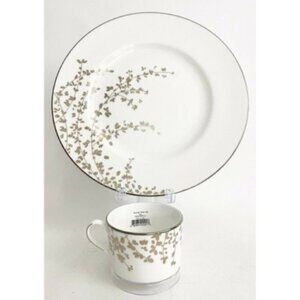 2pc Kate Spade New York Gardner Street Platinum Dinner plate 10 7/8” & Cup 2.3”